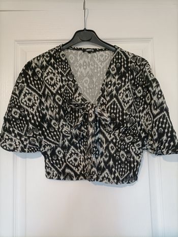 Blouse imprimée manches bouffantes neuve 34 liberto noire et blanche