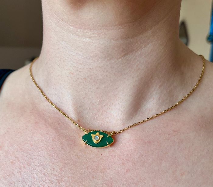 Collier grigri œil protecteur Onyx vert - photo numéro 9