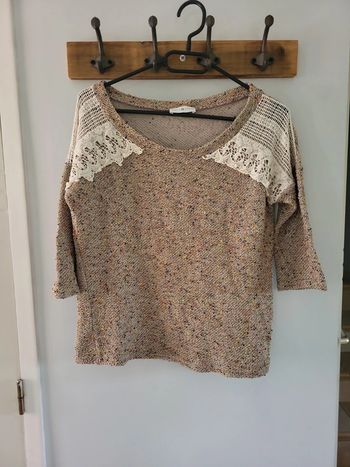 Cache-cache pull manches 3/4 beige moucheté taille 38 M