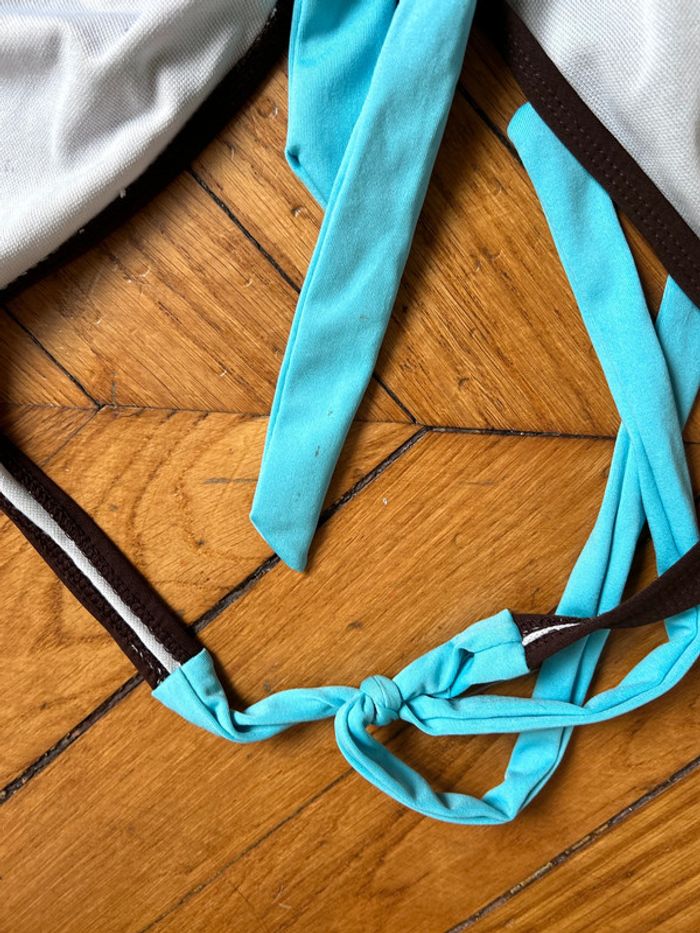 Maillot de bain 2 pièces turquoise et marron Taille 42 - photo numéro 5