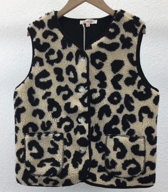 Gilet veste sans manche imprimé léopard