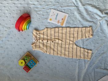 combinaison salopette débardeur beige rayé noir 3/6 mois zara