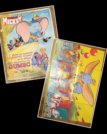 Ancien journal de Mickey avec poster géant Dumbo 1980 N°1446 vintage