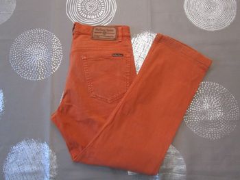 Pantalon Marlboro Classics homme coupe droite ample 100% Coton T42 W33 L34 Rouille Orange (A120)