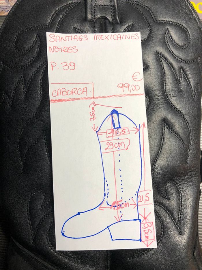 Santiags mexicaines mixtes noires tout cuir P39 - photo numéro 6