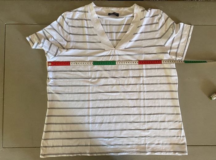 Tee shirt Saint James blanc et gris à rayures taille XL Made in France - photo numéro 8