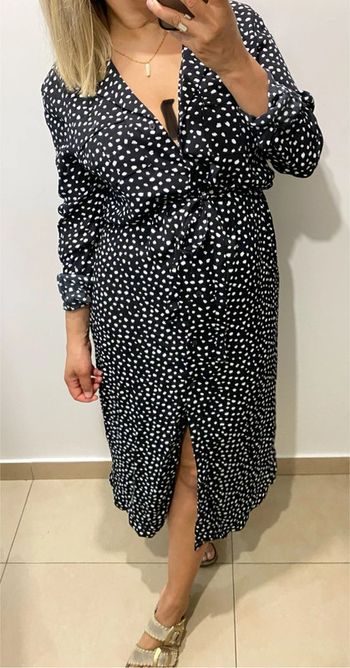 🖤 Robe chemise noire imprimé blancs – Pieces Taille M