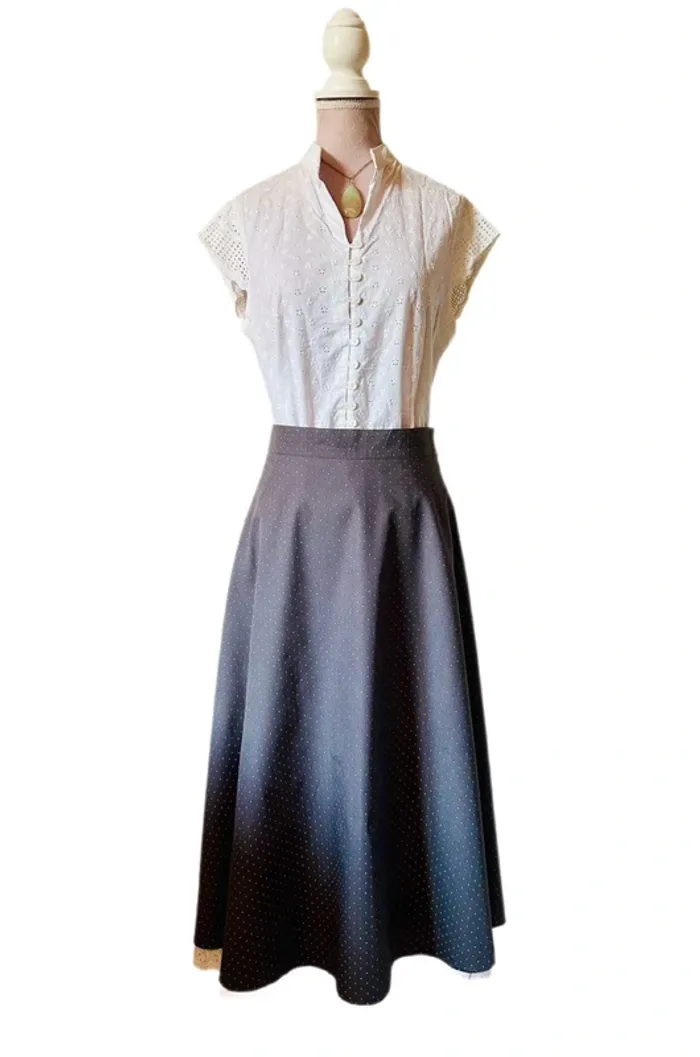 🩶🌸Jupe longue à pois bohème coton gris M/38 cottagecore Oktoberfest Berwin&Wolff polka dots skirt🌸🩶 - photo numéro 6