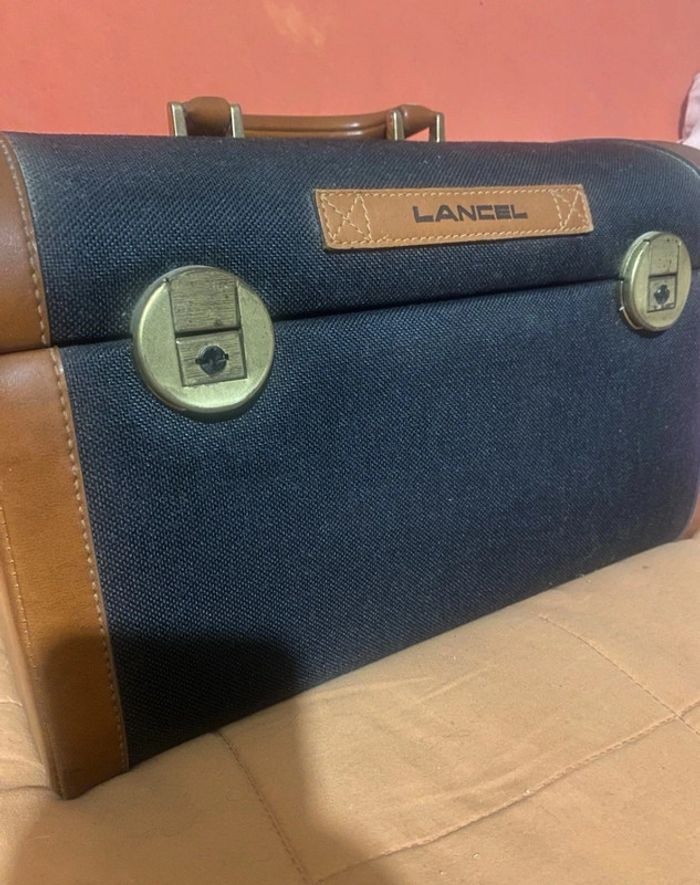 Vanity case Lancel vintage cuir et toile - photo numéro 3