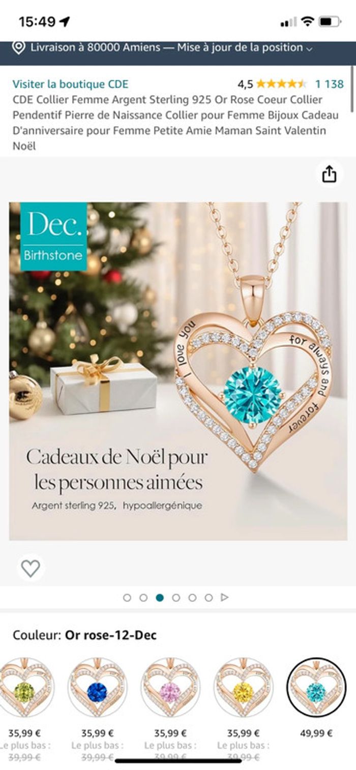 Collier marque CDE Crystal plaqué or rose - photo numéro 9