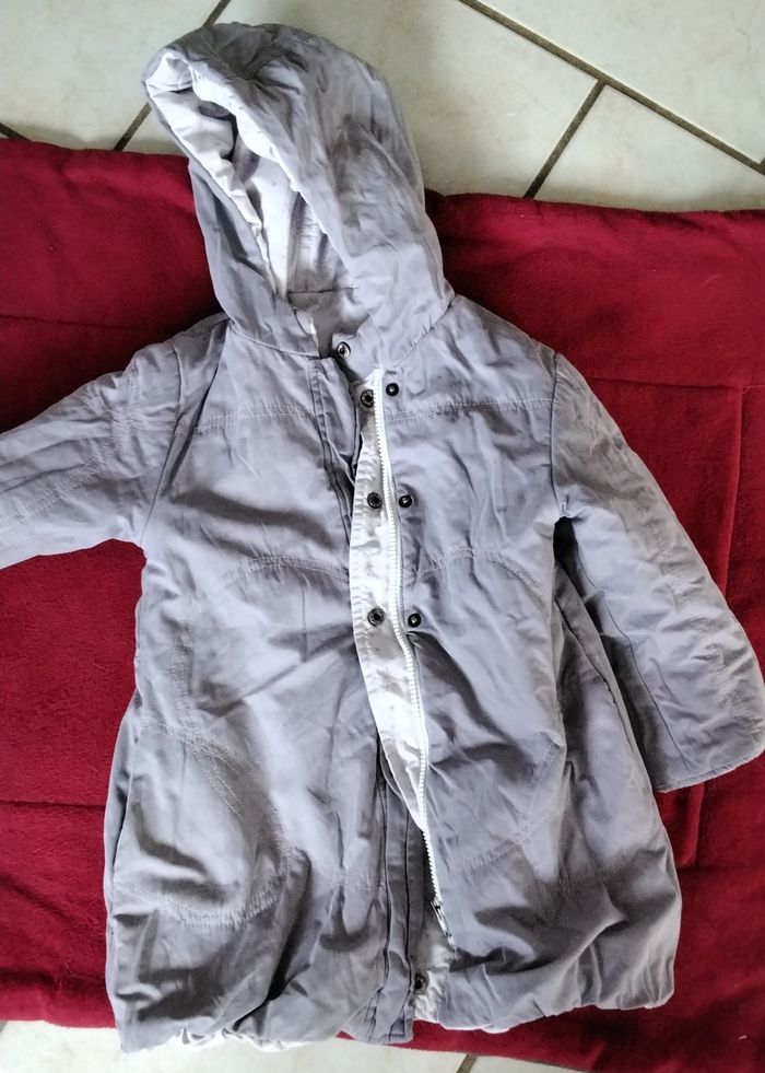 Manteau  réversible  ,1 côté crème, 1 côté mauve, fermeture et pressions, Vertbaudet, 4 ans - photo numéro 5