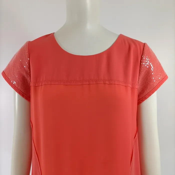 Robe droite corail fluide Color Block - Taille S - A147 - photo numéro 3