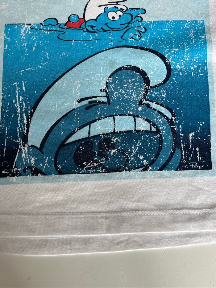 T-shirt blanc Schtroumpf 24-36 mois - photo numéro 3