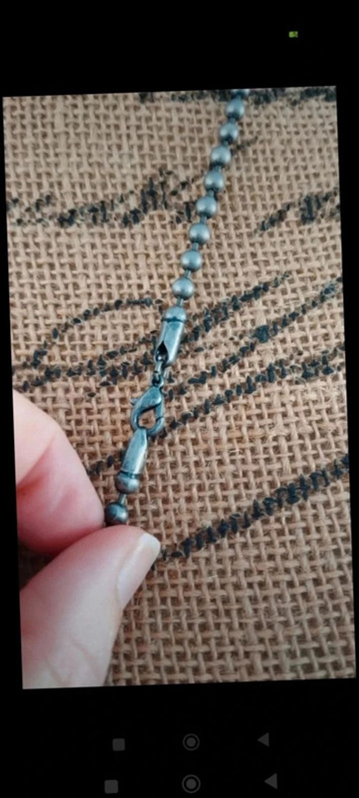 Collier pendentif anthracite bleu fantaisie - photo numéro 4