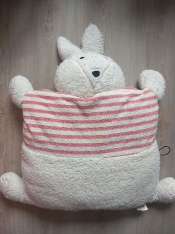 Peluche plate lapin blanche et rose