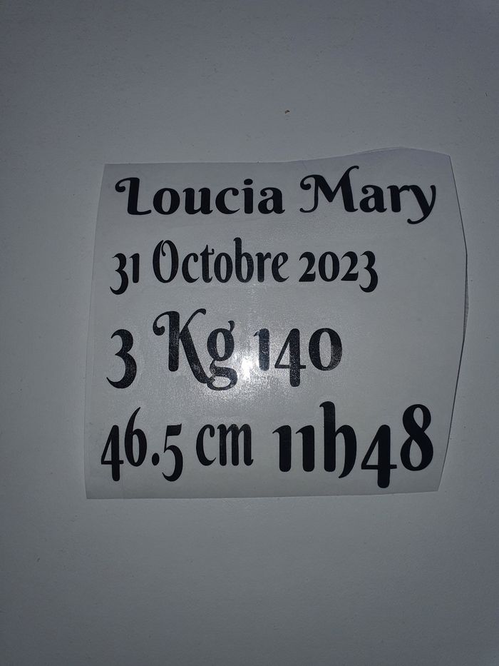 Planche naissance personnalisé