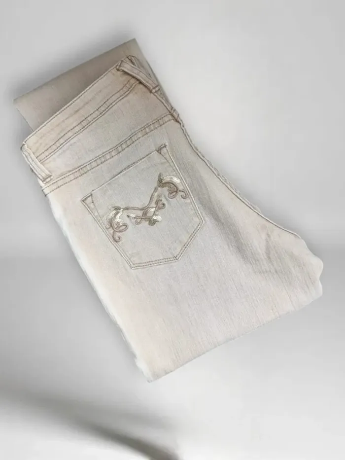 Jean beige créme Burton,coupe straight ,taille haute,stretch,ajusté - photo numéro 10