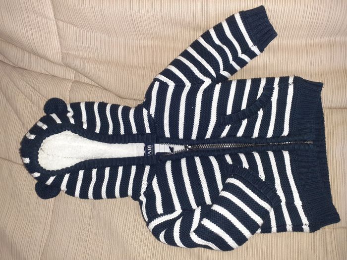 Gilet rayé bleu marine 6 mois