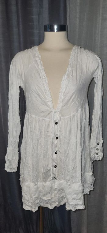Veste longue blanche effet froissée Lauren Vidal S