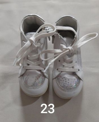 Baskets montantes blanches et argentées fille - cuir - Primigi - pointure 23