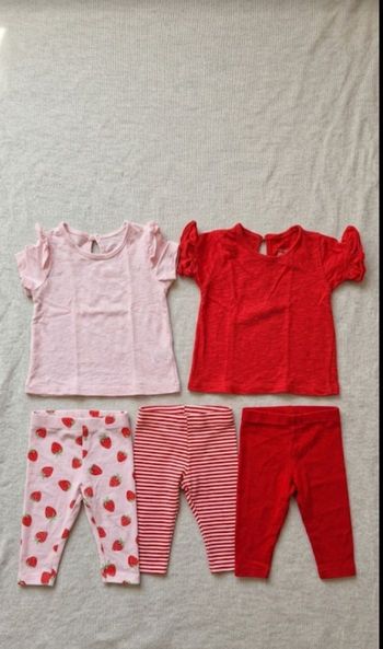 Grand Lot Bébé Fille 0-3 mois - 5 pièces (T-shirts & Leggings) NEUF