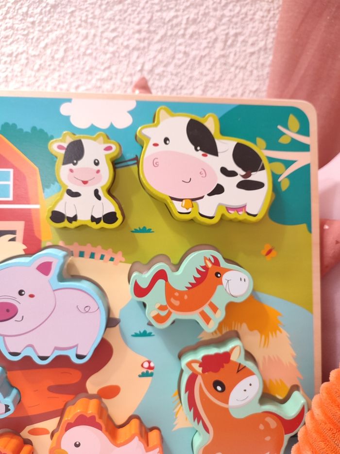 Puzzle en bois - Theme animaux de la ferme - Comme neuf - Kidway - photo numéro 5