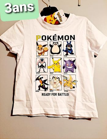 tshirt pikachu pokémon 3ans neuf avec étiquette