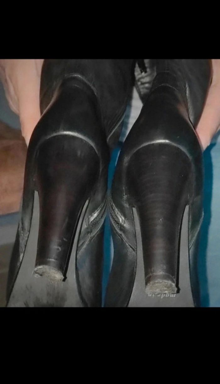 Cuissardes en cuir noir à talons Texto - photo numéro 5