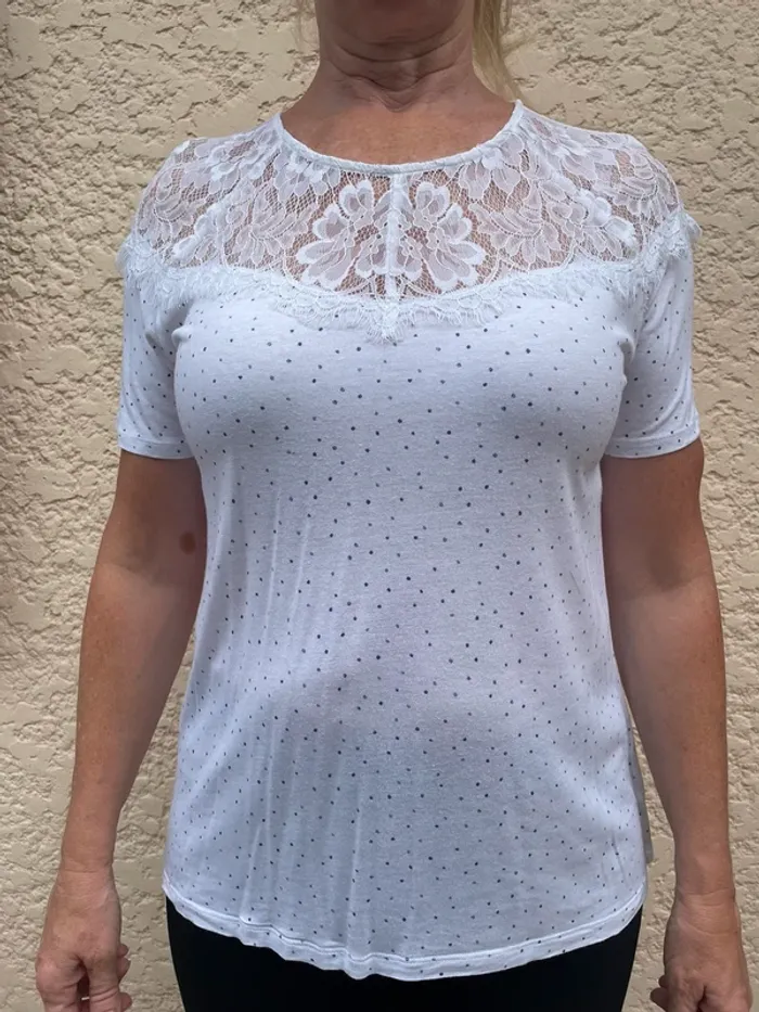 Teeshirt blanc dentelle