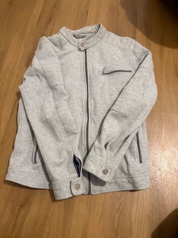 Blouson style moto gris clair molleton zippé - Zara - Taille S - Très bon état