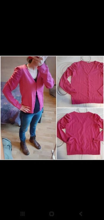 Gilet rose épaules froncées taille 38 Neuf