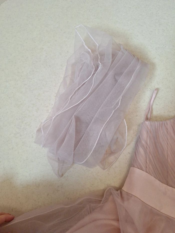 Superbe robe rose claire poudré avec écharpe tule - photo numéro 5