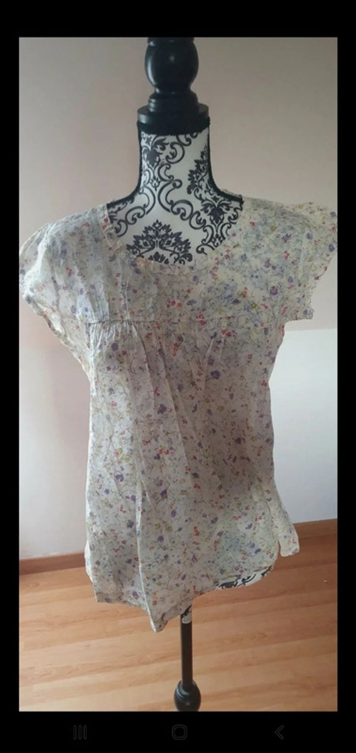 Blouse fleurie manches courtes