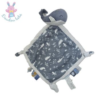 Doudou plat Baleine gris blanc Little Dutch