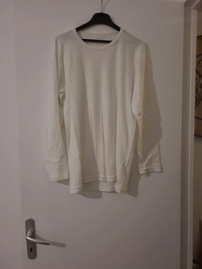 Pull homme manche longue blanc cassé Taille 46/48 BE