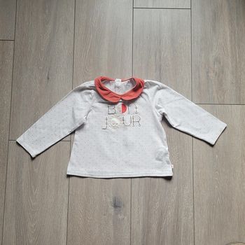 Maillot manche courte  blanc à pois. Fille 23 mois. Marque Obaibi