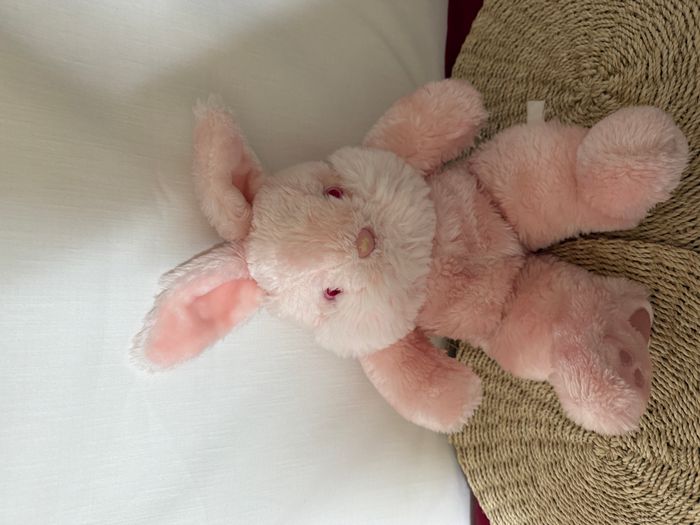 peluche lapin rose yeux rose - photo numéro 2