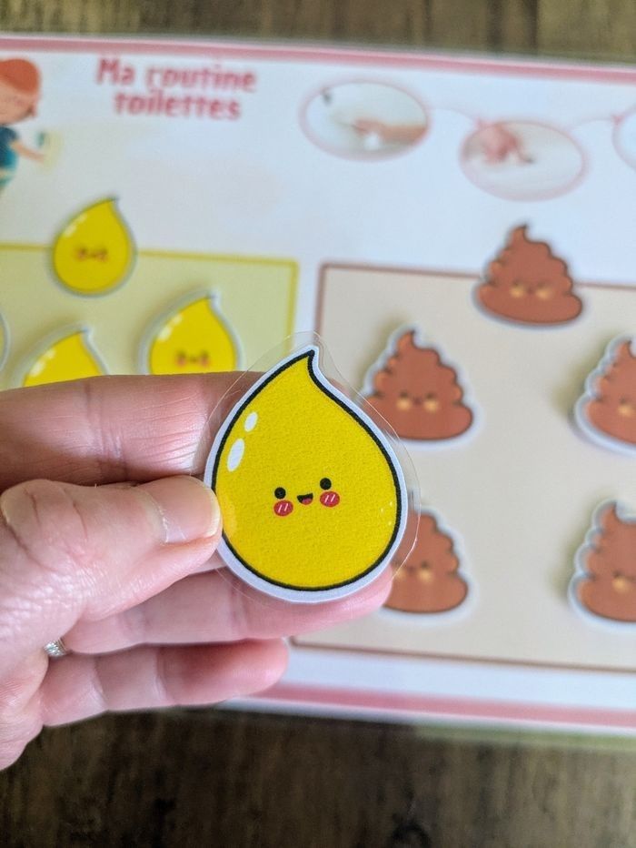 Tableau propreté enfant fille A4 – Routine toilettes ludique – Étiquettes scratch pipi/caca - photo numéro 3
