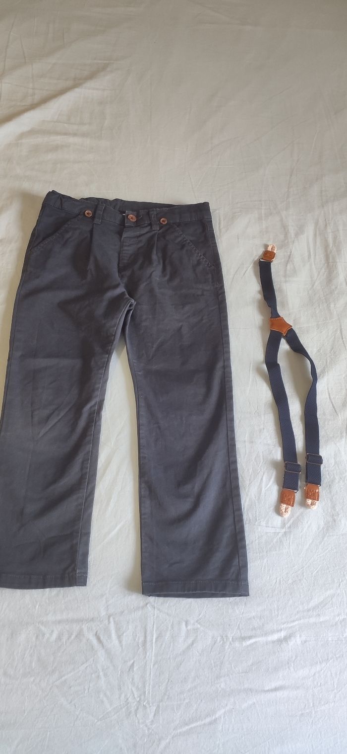 Pantalon avec bretelles garçon 5/6 an,