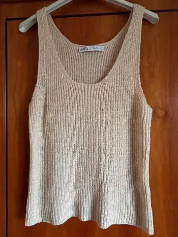 Top débardeur maille écru 36 Zara