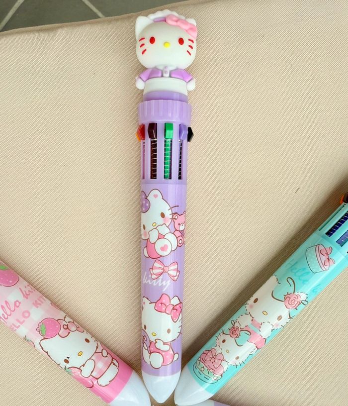 6 stylos à billes Hello Kitty 10 couleurs - photo numéro 3