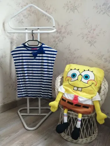 Tee-shirt marinière bleu et blanc avec noeud bleu / sismix / (12ans)