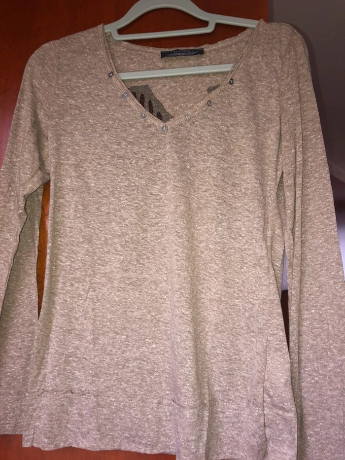 Pull léger beige col v It Hippie - photo numéro 2