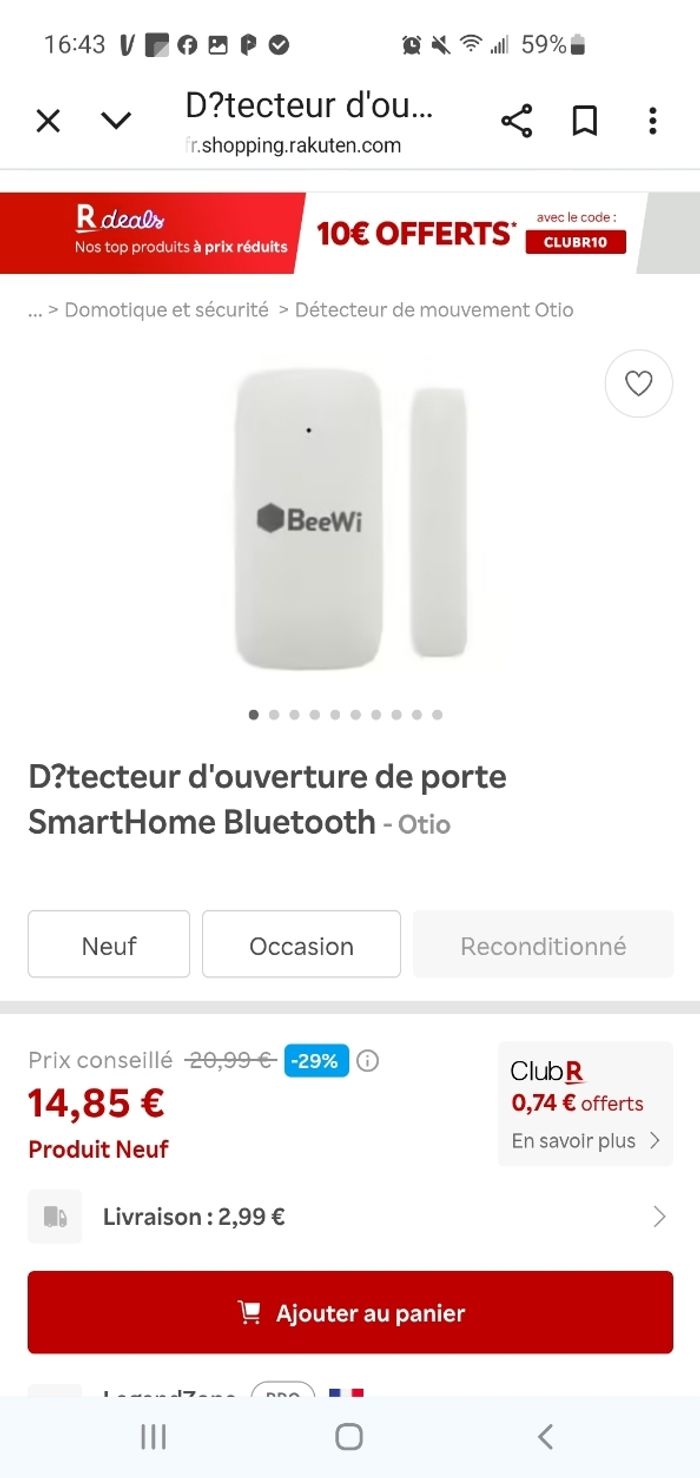 Détecteur ouverture porte Connecté BeeWi Neuf. - photo numéro 2