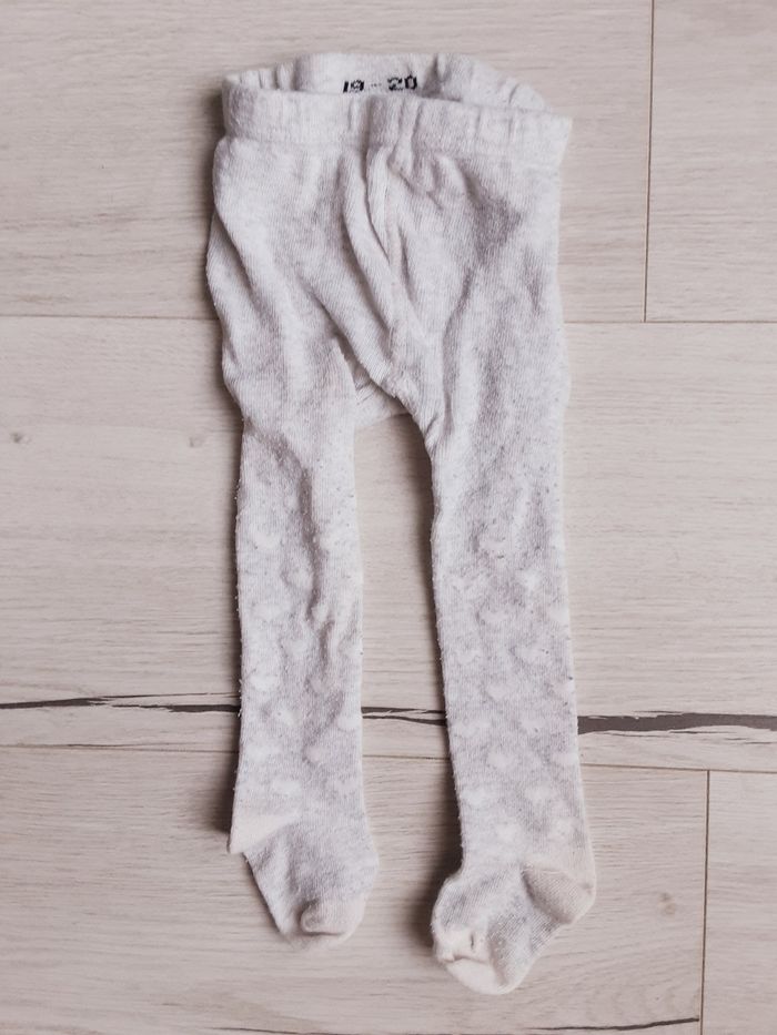 Vêtement bébé fille collants gris chat cœurs blancs pointure 19 - 20 - photo numéro 2