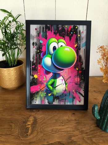 Affiche poster A4 (21×29,7 cm) Yoshi Nintendo pop art street art coloré déco murale gaming chambre