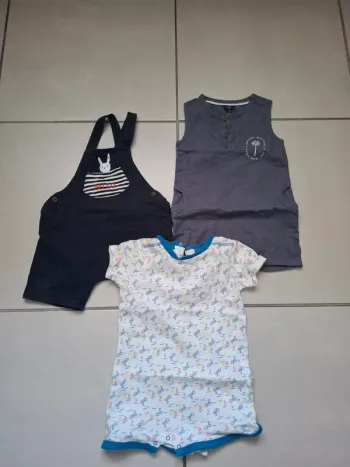 Lot 3 combinaisons short 18 mois