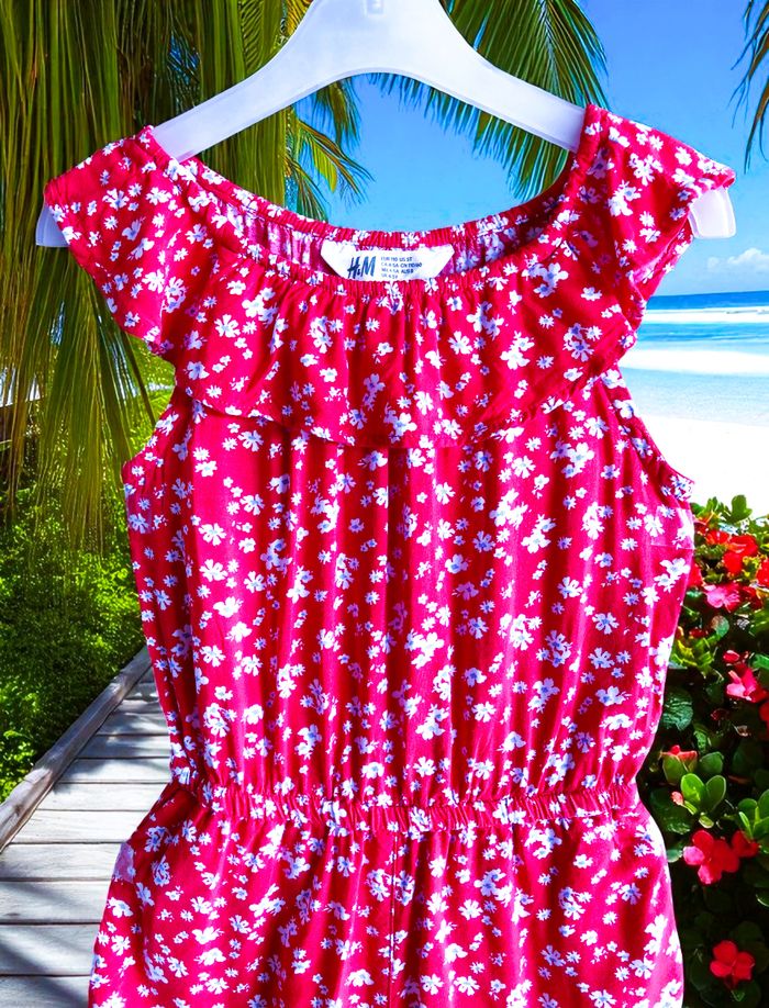 H&M - COMBISHORT FILLE IMPRIMÉ PETITES FLEURS DÉTAIL VOLANT A L'ENCOLURE 4/5A - photo numéro 5