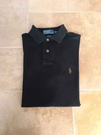 Polo Ralph Lauren homme taille S pima stretch mesh noir logo marron excellent état