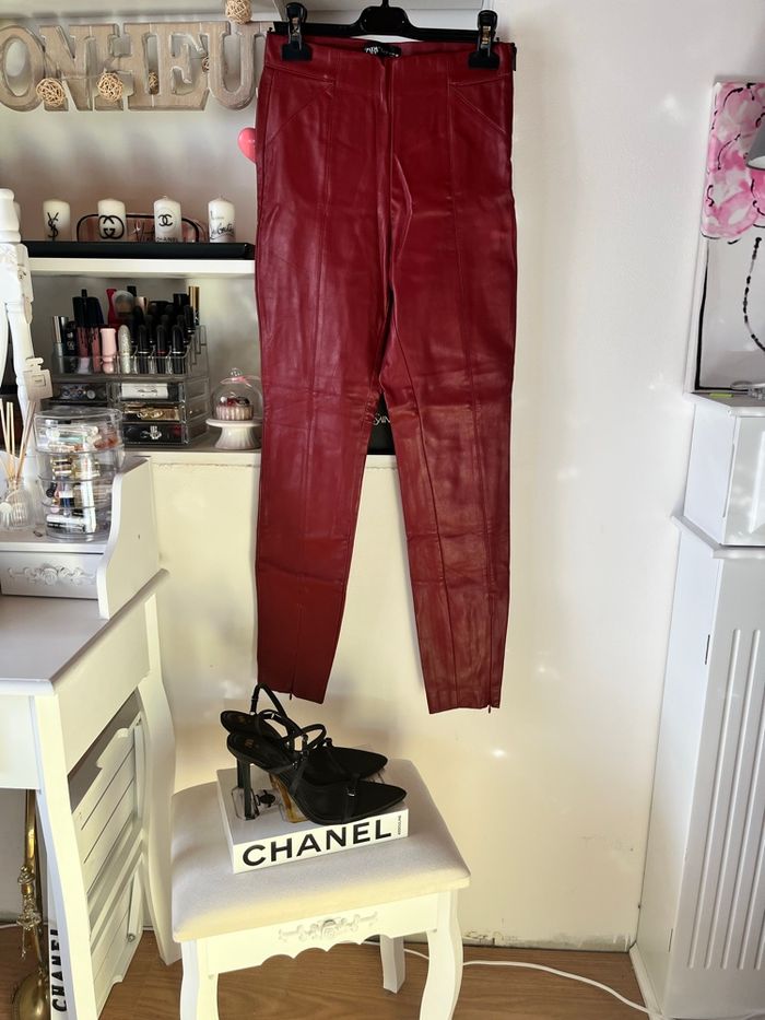 Jegging simili cuir rouge bordeaux Zara T.S TBE 🍷